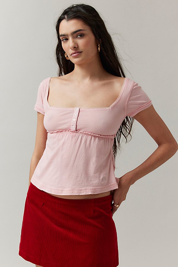 Shop Bdg Brittney Babydoll Tee In Peach, Women's At Urban Outfitters