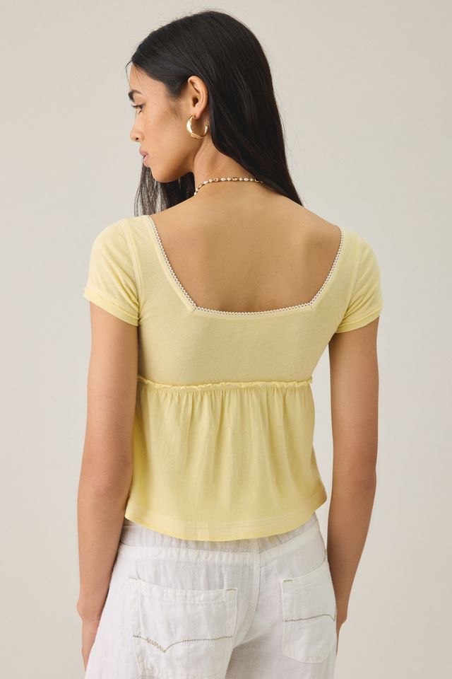 T-shirt Babydoll Henley à encolure carrée BDG Brittney #1