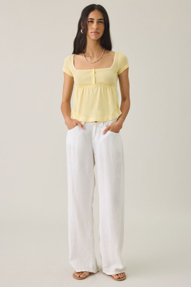T-shirt Babydoll Henley à encolure carrée BDG Brittney #3