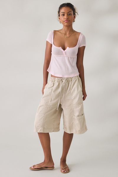 BDG Brittney Square Neck Henley Babydoll Tee