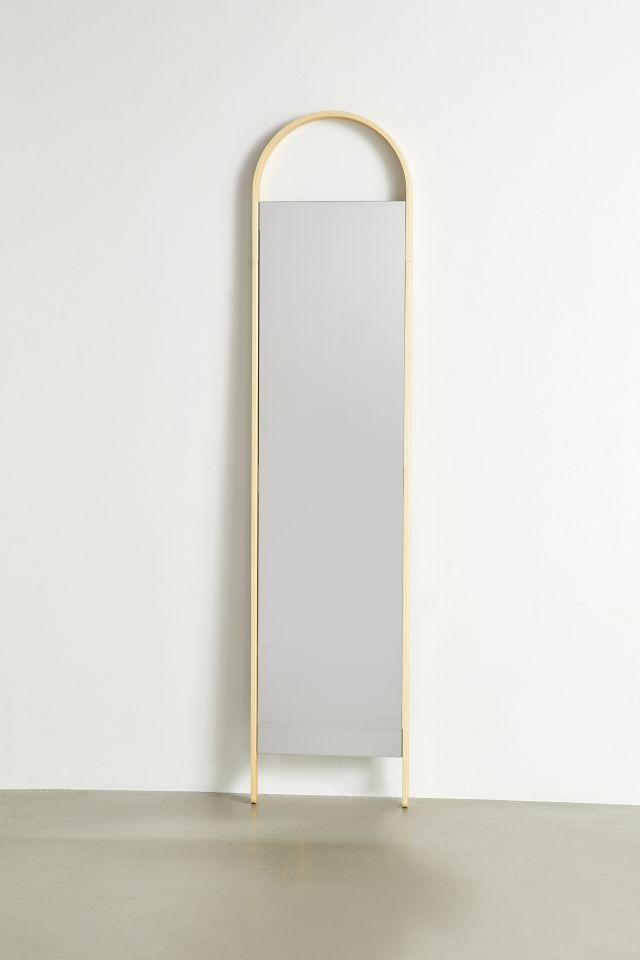 Natural Wood Full Length Arched Leaning Mirror