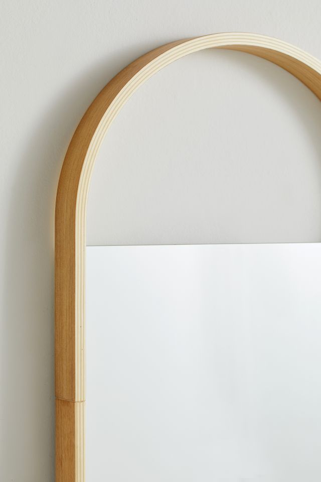 Natural Wood Full Length Arched Leaning Mirror