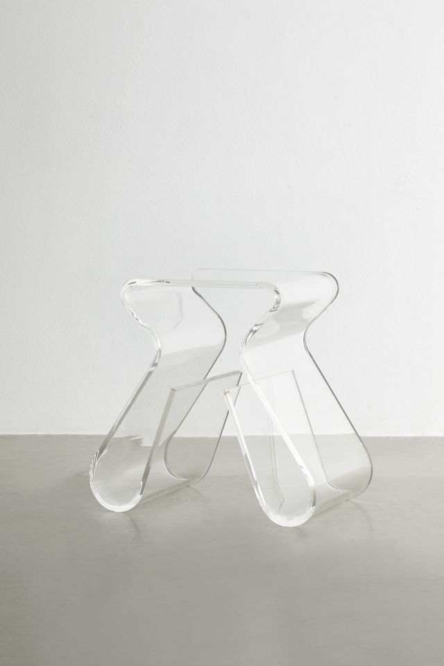 Clear Acrylic Rectangular Side Table with Storage