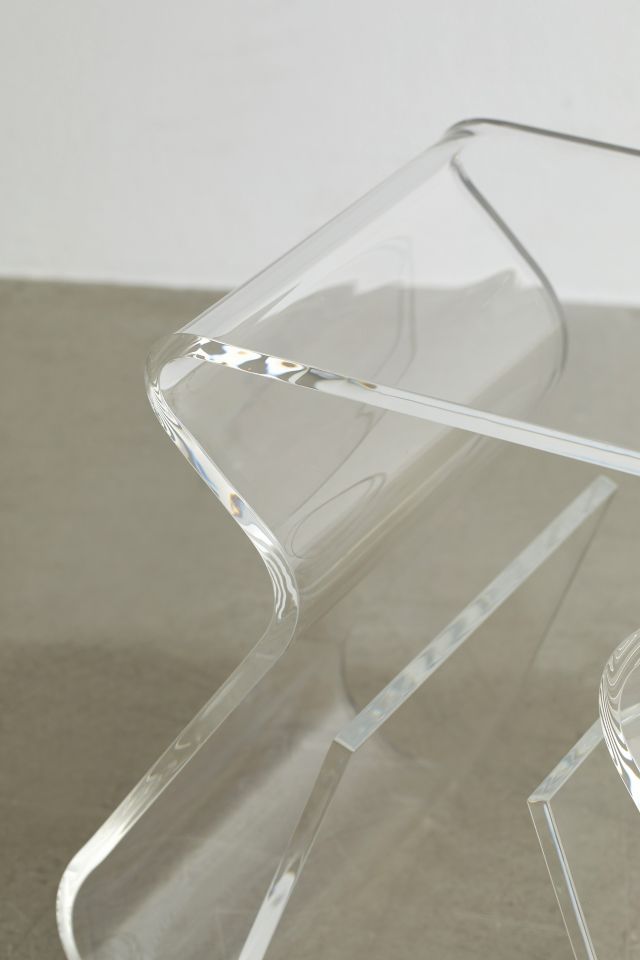 Clear Acrylic Rectangular Side Table with Storage