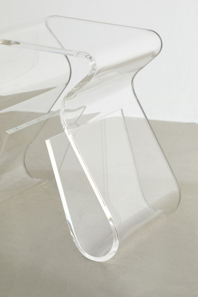 Clear Acrylic Rectangular Side Table with Storage