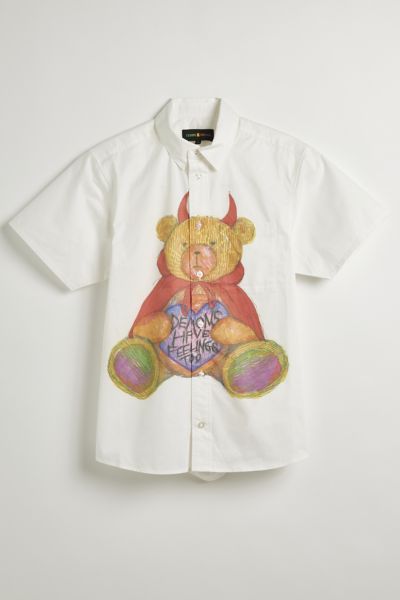 Shop Teddy Fresh Demons Have Feelings Short Sleeve Shirt Top In White At Urban Outfitters