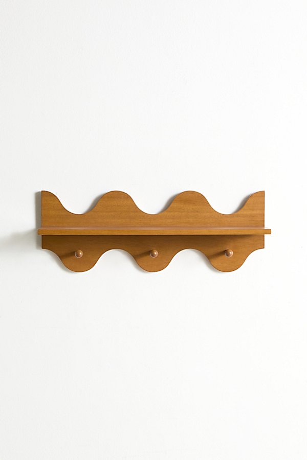Urban Outfitters Roma Wall Multi-hook Shelf In Natural At  In Brown