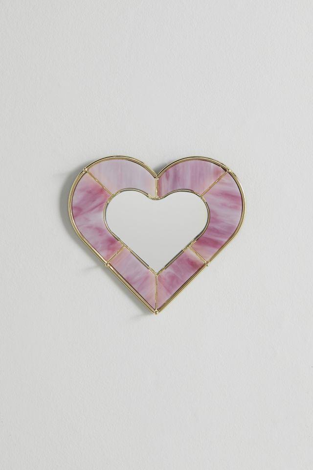 Miroir de Rangement de Bijoux en Vitrail en Forme de Cœur #1