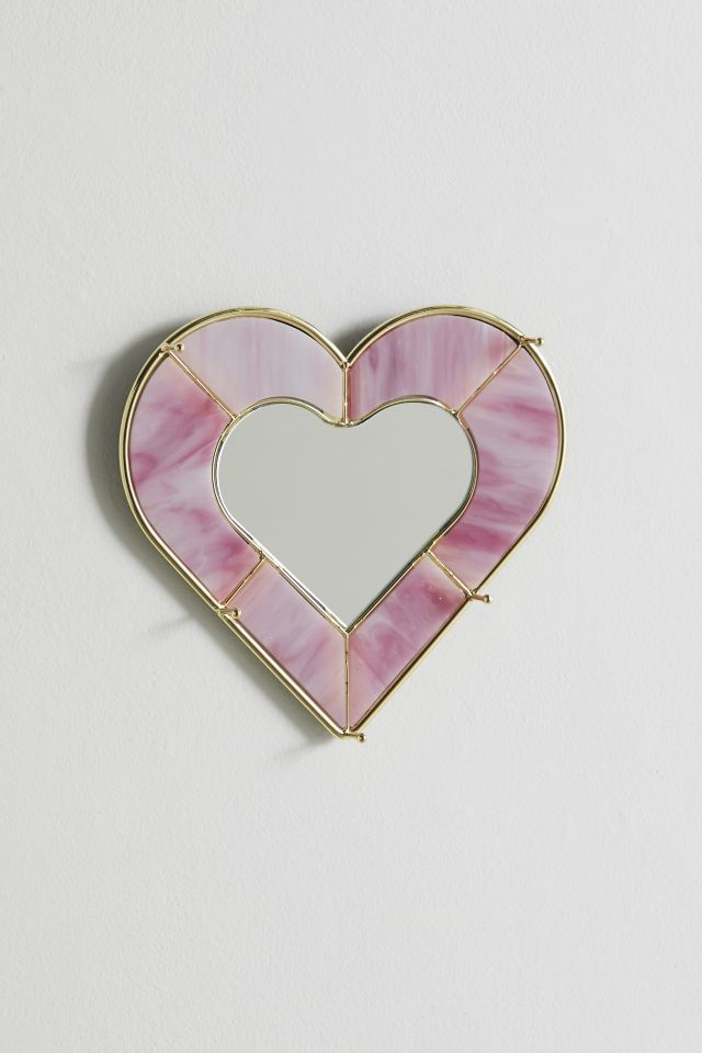 Miroir de Rangement de Bijoux en Vitrail en Forme de Cœur #2