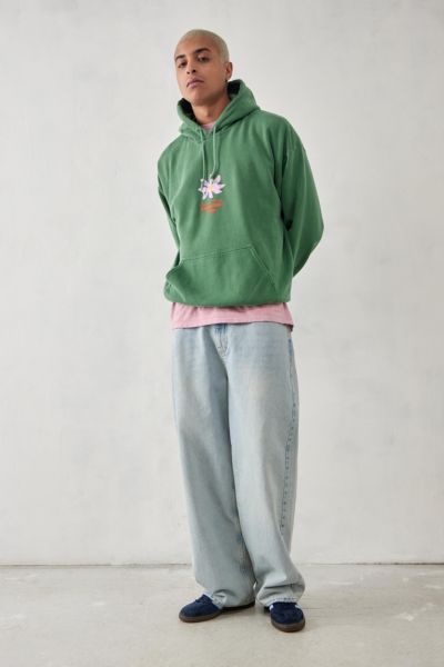 UO Green Flowers Hoodie Sweatshirt