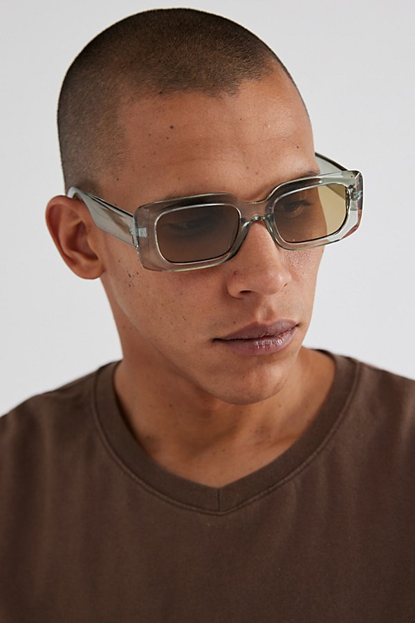 Urban Outfitters Asher Rectangle Sunglasses In Green, Men's At  In Brown