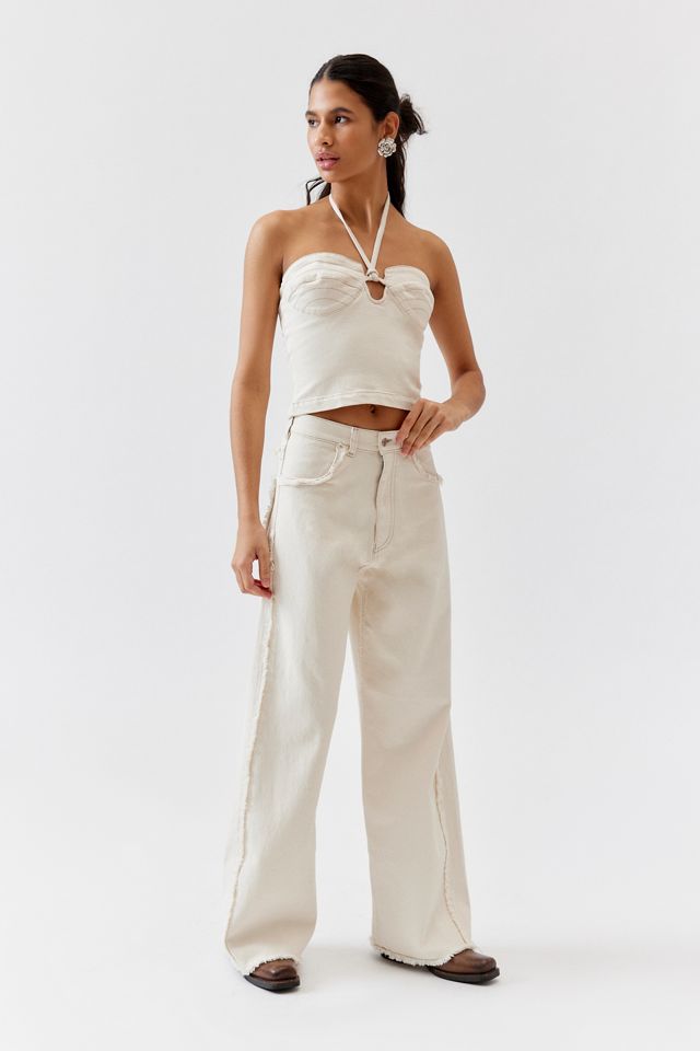 ESTHE Denim Cutout Halter Top #1