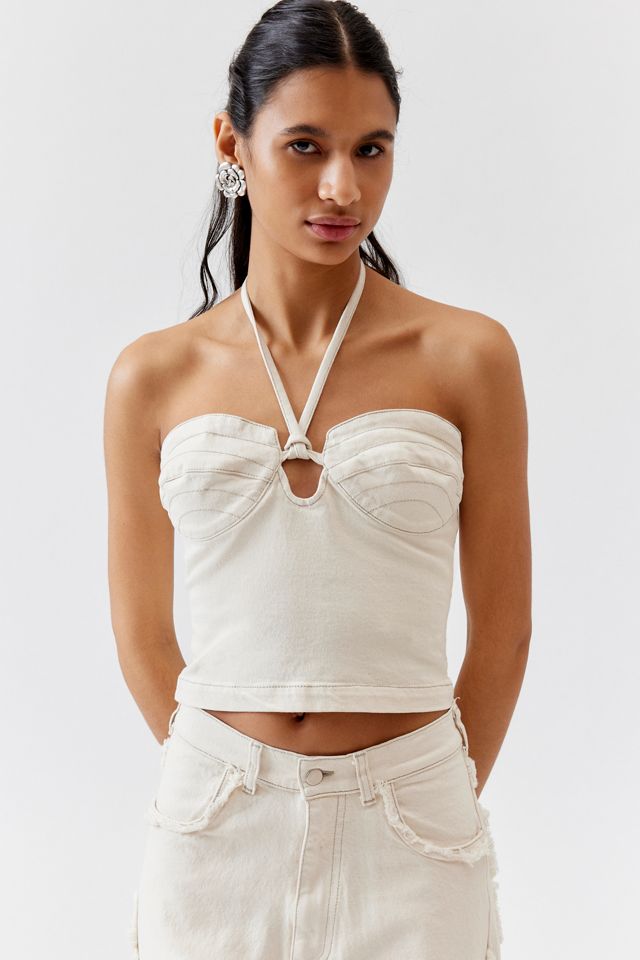 ESTHE Denim Cutout Halter Top #2