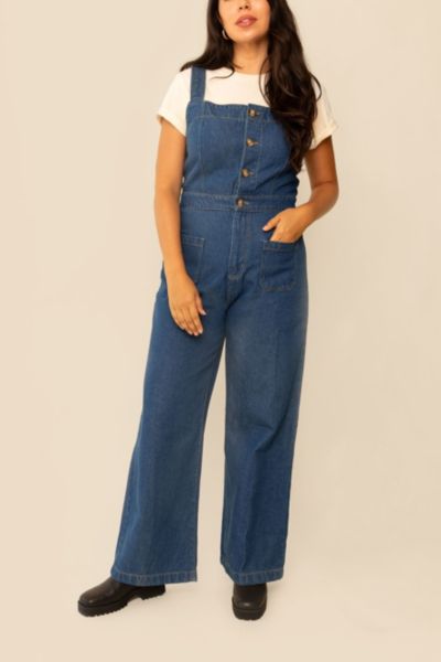 1940s Overalls & Coveralls | Rosie the Riveter Whimsy  Row Grace Organic Cotton Denim Jumpsuit $192.00 AT vintagedancer.com