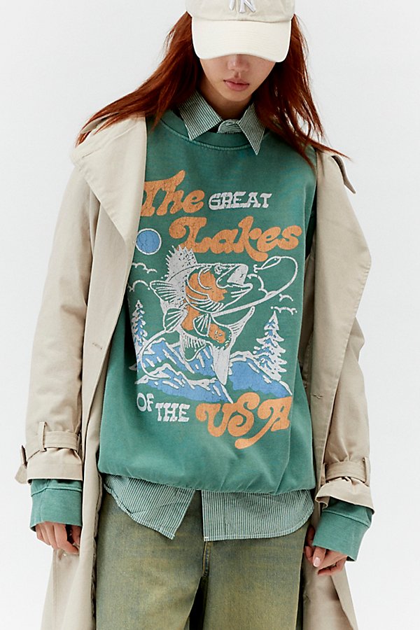 Urban Outfitters The Great Lakes Crew Neck Sweatshirt In Green, Women's At