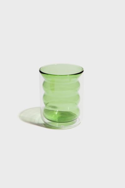 Poketo Double Wall Groovy Glass Cup In Green At Urban Outfitters