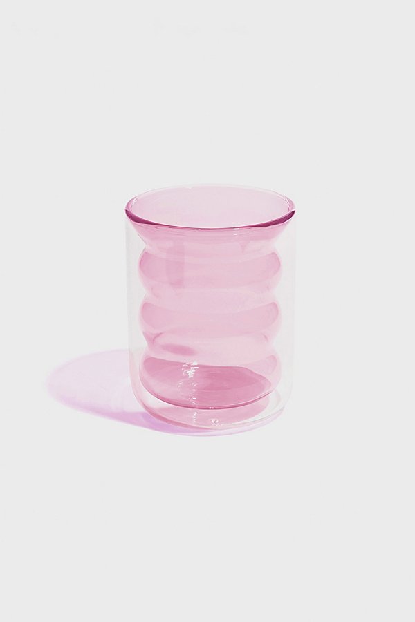 Poketo Double Wall Groovy Glass Cup In Pink At Urban Outfitters