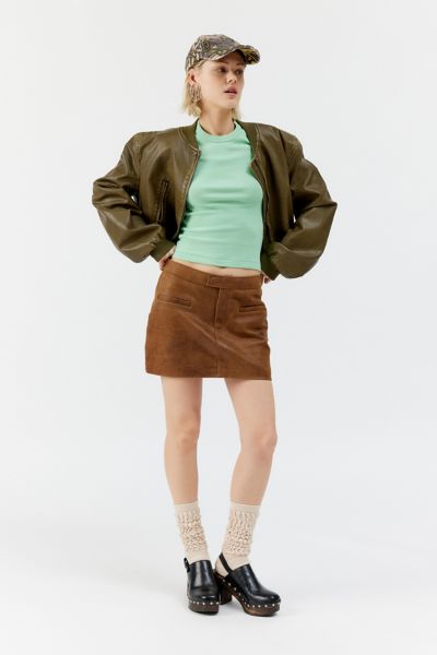 Bdg Too Perfect Cropped Short Sleeve Tee In Green, Women's At Urban Outfitters