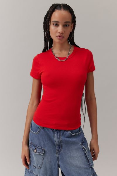Bdg Too Perfect Short Sleeve Tee In Red, Women's At Urban Outfitters