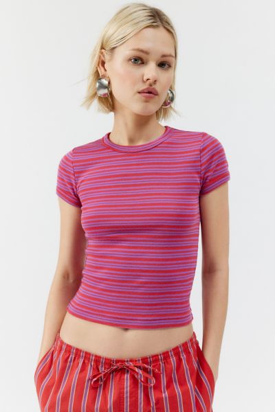 Bdg Too Perfect Cropped Short Sleeve Tee In Pink, Women's At Urban Outfitters