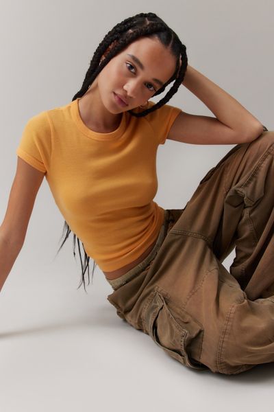 Bdg Too Perfect Short Sleeve Tee In Light Orange, Women's At Urban Outfitters