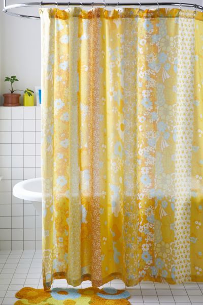 Shop Urban Outfitters Vera Floral Shower Curtain In Yellow At