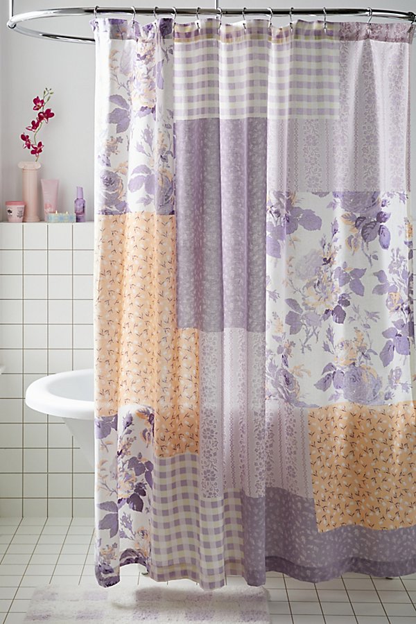 Shop Urban Outfitters Cornelia Patchwork Shower Curtain In Lavender At