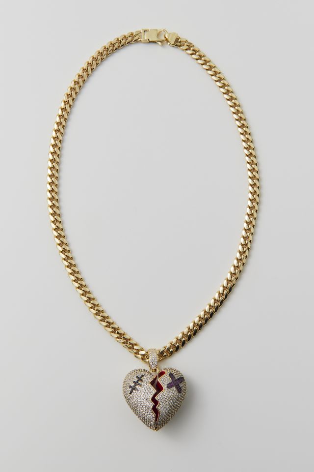 送料税込【King Ice】Iced Out Broken Heart ネックレス☆国内発 King Ice Broken Heart Necklace | Urban Outfitters
