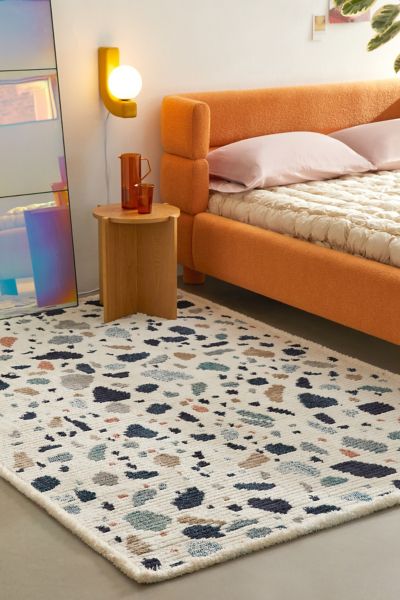 Urban Outfitters Terrazzo Fringe Shag Rug In Blue At