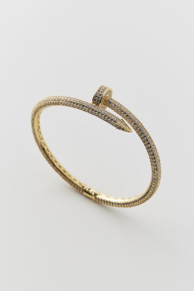 King Ice 5mm Iced Studded Nail Bracelet In Gold, Men's At Urban Outfitters