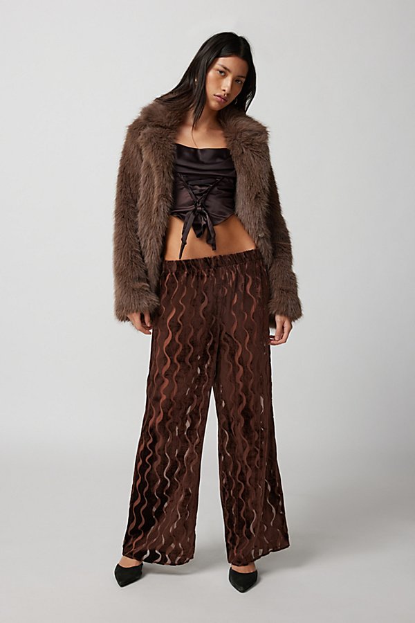 Urban Renewal Parties Remnants Velvet Burnout Pull-on Pant In Brown At Urban Outfitters