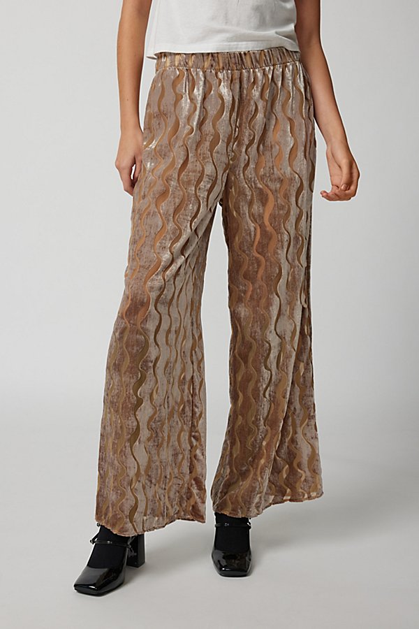 Urban Renewal Parties Remnants Velvet Burnout Pull-on Pant In Bronze At Urban Outfitters