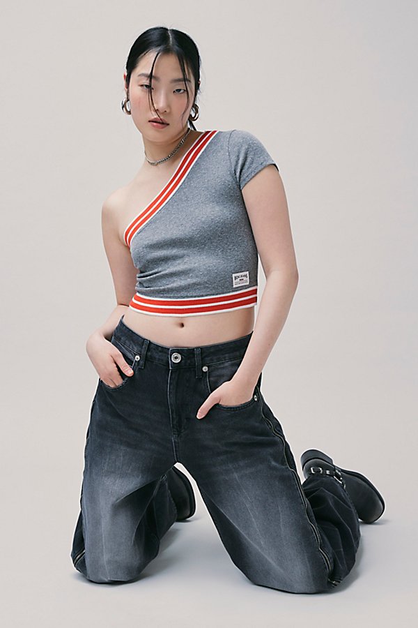 Bdg Mackenzie One-shoulder Top In Grey, Women's At Urban Outfitters
