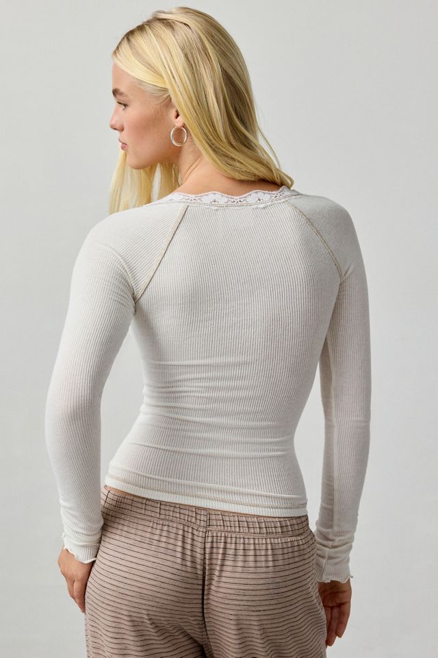 Out From Under Diana Layering Lace-Trim Henley Top #1