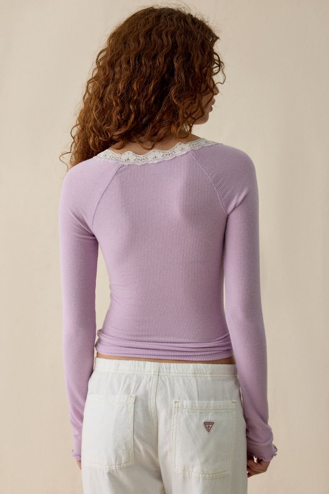 Out From Under Diana Layering Lace-Trim Henley Top #6