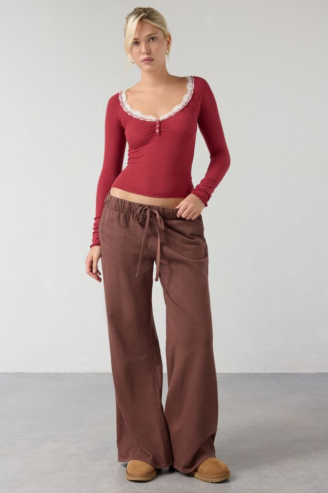 Out From Under Diana Layering Lace-Trim Henley Top #2