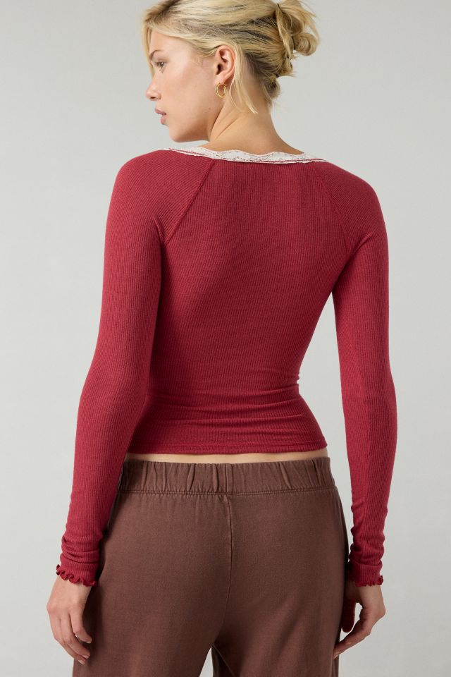 Out From Under Diana Layering Lace-Trim Henley Top #3