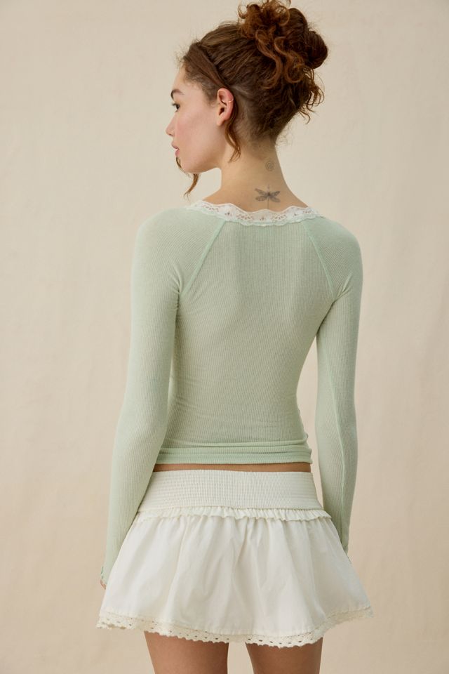 Out From Under Diana Layering Lace-Trim Henley Top #1