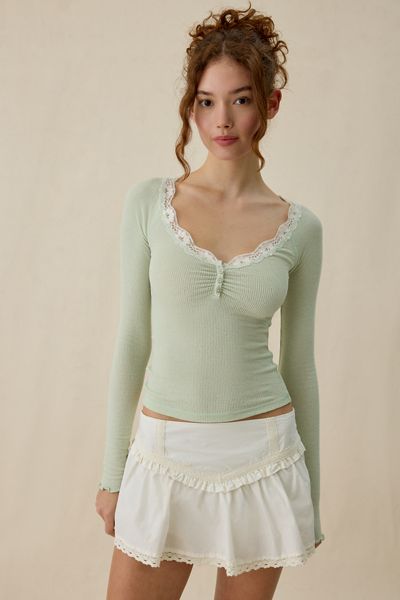 Out From Under Diana Layering Lace-Trim Henley Top