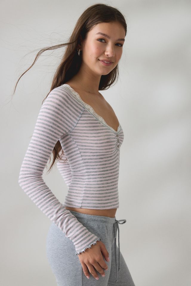 Out From Under Diana Layering Lace-Trim Henley Top #2