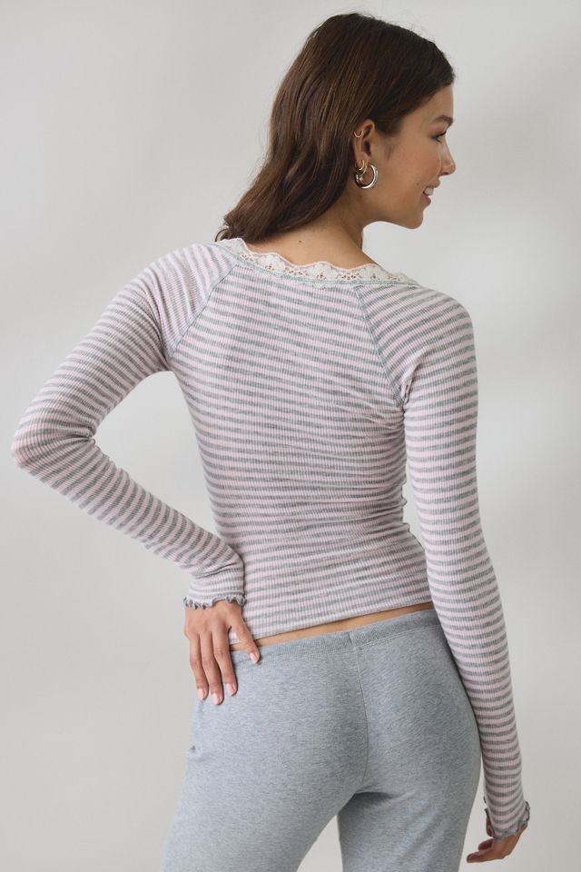 Out From Under Diana Layering Lace-Trim Henley Top #3