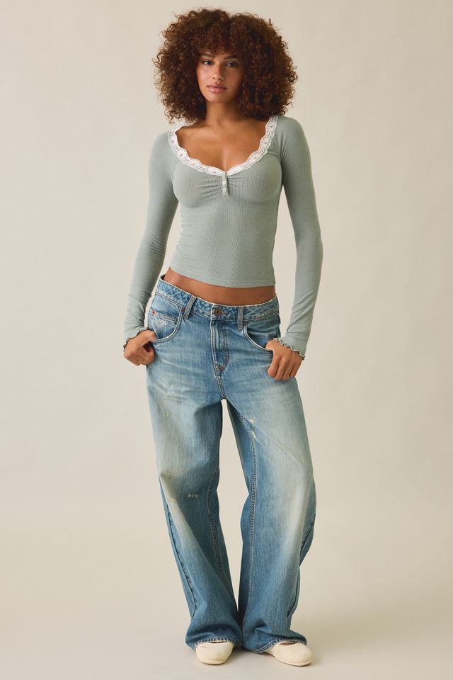 Out From Under Diana Layering Lace-Trim Henley Top #1