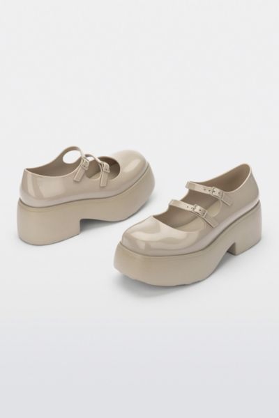Melissa Farah Jelly Platform Mary Jane Shoe In Beige, Women's At Urban Outfitters In Neutral