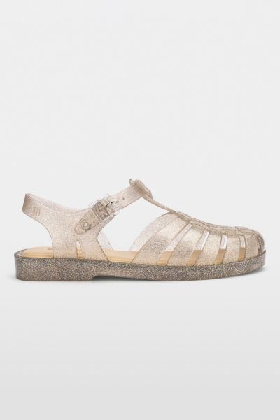 MELISSA POSSESSION JELLY FISHERMAN SANDAL IN BEIGE SILVER GLITTER, WOMEN'S AT URBAN OUTFITTERS 