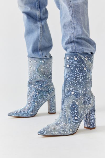 AZALEA WANG ADMIRAL EMBELLISHED DENIM BOOT IN DENIM, WOMEN'S AT URBAN OUTFITTERS