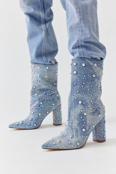 Azalea Wang Admiral Pointed Toe Bootie In Denim