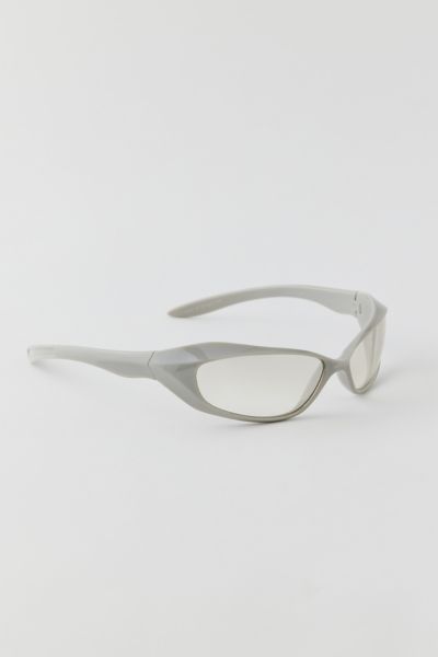 Shop Urban Outfitters Slade Slim Plastic Shield Sunglasses In Grey, Women's At