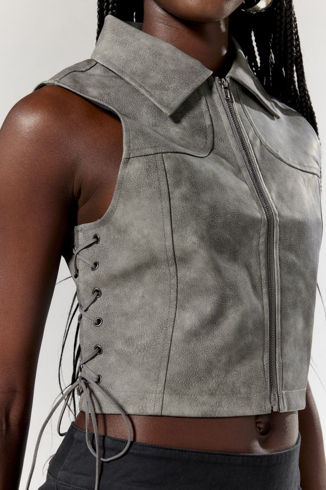 Silence + Noise Phoenix Faux Suede Lace-Up Vest #2