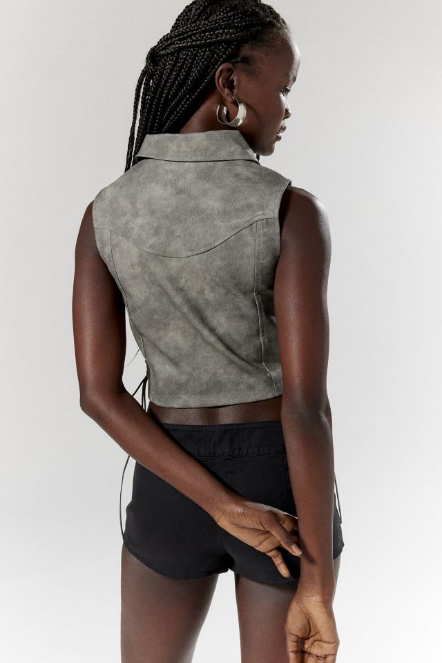 Silence + Noise Phoenix Faux Suede Lace-Up Vest #3