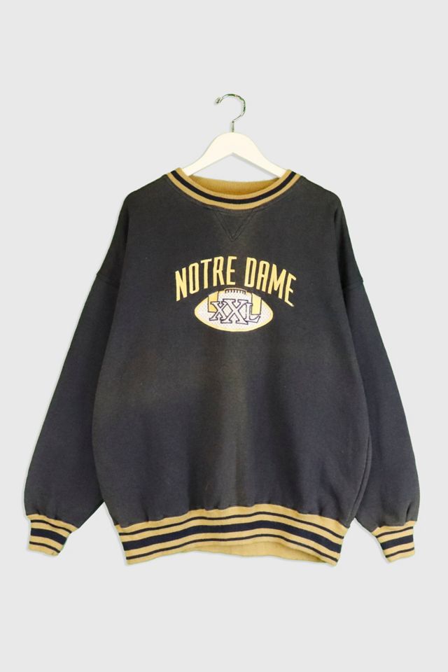 Vintage Notre Dame Football Embroidered Mesh Logo Sweatshirt | Urban ...